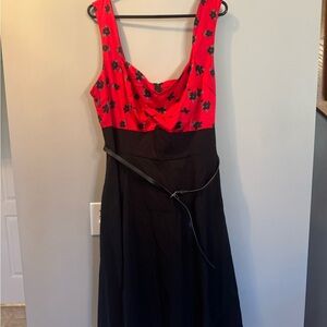 Torrid Red and Black Floral Midi Dress
